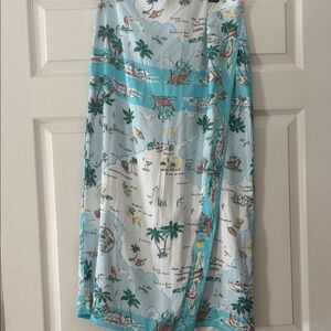 Ann Taylor Mallorca map Print Sarong in Blue and White